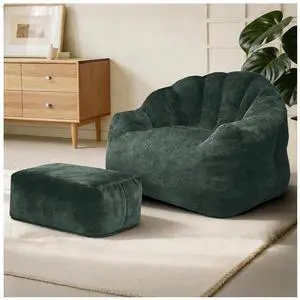 Large Bean Bag Chair with Footrest, Armrest Lazy Floor Sofa with Ottoman, Comfy BeanBag Reading Chair with High-density Foam for Living Room, Bedroom, Apartment Gaming, Playing or Relaxing, Green Large Bean Bag Chair with Footrest, Armrest Lazy Floor Sofa with Ottoman, Comfy BeanBag Reading Chair with High-density Foam for Living Room, Bedroom, Apartment Gaming, Playing or Relaxing, Green