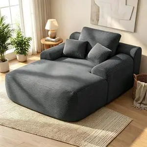 Floor Lazy Sofa with Pillows, 47" Width Convertible Chaise Lounge Chair with Armrest, Oversized Boneless Sleeper Sofa Bed, Soft Corduroy Sleeper Chair for Living Room, Bedroom, Grey Floor Lazy Sofa with Pillows, 47" Width Convertible Chaise Lounge Chair with Armrest, Oversized Boneless Sleeper Sofa Bed, Soft Corduroy Sleeper Chair for Living Room, Bedroom, Grey