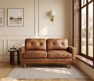 65" Loveseat Sofa with Solid Wood Legs, Minimalist 2 Seater Sofa, Breathable Foil Fabric Upholstered Small Couch for Living Room, Apartment, Studio, Office, Light Brown 65" Loveseat Sofa with Solid Wood Legs, Minimalist 2 Seater Sofa, Breathable Foil Fabric Upholstered Small Couch for Living Room, Apartment, Studio, Office, Light Brown