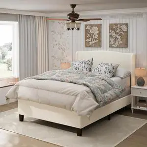 Queen Size Wingback Bed Frame,Teddy Velvet Upholstered Bed with 49.2" High Back Headboard and High Footboard, Luxury Double Bed Frame with Solid Wood Slat Support and Feet,No Box Spring Needed, White Queen Size Wingback Bed Frame,Teddy Velvet Upholstered Bed with 49.2" High Back Headboard and High Footboard, Luxury Double Bed Frame with Solid Wood Slat Support and Feet,No Box Spring Needed, White