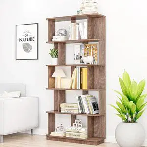 5 Tier Bookshelf with Side Panels, 64.56" Wooden Bookcase with Round Edge, Open Storage Display Shelving for Living Room Home Office Bedroom Decor Organizer, Media Storage Shelves, Dark Brown 5 Tier Bookshelf with Side Panels, 64.56" Wooden Bookcase with Round Edge, Open Storage Display Shelving for Living Room Home Office Bedroom Decor Organizer, Media Storage Shelves, Dark Brown