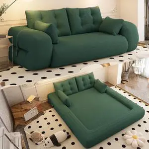 78.7" Pull Out Couch, 3-in-1 Foldable Human Dog Bed, Convertible Lazy Sofa Bed, Teddy Upholstered Loveseat with Button Tufted Back Pillows, Sleeper Sofa for Living Room,Guest Room,Playroom,Beige 78.7" Pull Out Couch, 3-in-1 Foldable Human Dog Bed, Convertible Lazy Sofa Bed, Teddy Upholstered Loveseat with Button Tufted Back Pillows, Sleeper Sofa for Living Room,Guest Room,Playroom,Beige