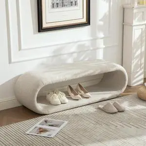 52.17" Chenille Upholstered Entryway Bench, Modern Wide End of Bed Bench, Footrest with Solid Iron Frame, Soft Window Foot Stool for Dining Room, Living Room, Bedroom, Wheat 52.17" Chenille Upholstered Entryway Bench, Modern Wide End of Bed Bench, Footrest with Solid Iron Frame, Soft Window Foot Stool for Dining Room, Living Room, Bedroom, Wheat