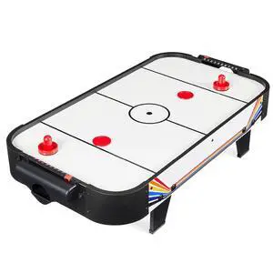 Portable Tabletop Air Hockey Table for Game Room w/ 100V Motor, Electric Fan, 2 Strikers, 2 Pucks Portable Tabletop Air Hockey Table for Game Room w/ 100V Motor, Electric Fan, 2 Strikers, 2 Pucks