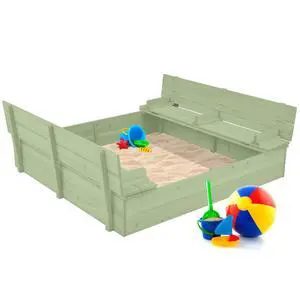 Best Choice Products Large Outdoor Wooden Sand Box for Kids, Sandbox with Cover, Bench Seats Support up to 220 lbs, Bottom Liner for Drainage, Cedar Wood - Sage Best Choice Products Large Outdoor Wooden Sand Box for Kids, Sandbox with Cover, Bench Seats Support up to 220 lbs, Bottom Liner for Drainage, Cedar Wood - Sage
