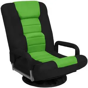 Swivel Gaming Chair 360 Degree Multipurpose Floor Chair Rocker for TV, Reading, Playing Video Games w/Lumbar Support, Armrest Handles, Adjustable Foldable Backrest - Black/Green Swivel Gaming Chair 360 Degree Multipurpose Floor Chair Rocker for TV, Reading, Playing Video Games w/Lumbar Support, Armrest Handles, Adjustable Foldable Backrest - Black/Green