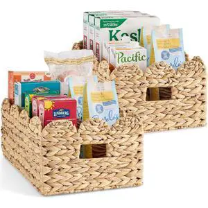 16x12 Scalloped Shelf Baskets, Woven Storage Bins, Storage Organizers for Pantry, Living Room, Bedroom, Nursery & Laundry, 2 Pack - Natural 16x12 Scalloped Shelf Baskets, Woven Storage Bins, Storage Organizers for Pantry, Living Room, Bedroom, Nursery & Laundry, 2 Pack - Natural