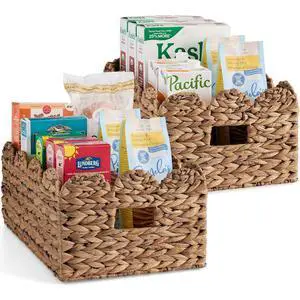 16x12 Scalloped Shelf Baskets, Woven Storage Bins, Storage Organizers for Pantry, Living Room, Bedroom, Nursery & Laundry, 2 Pack - Chestnut 16x12 Scalloped Shelf Baskets, Woven Storage Bins, Storage Organizers for Pantry, Living Room, Bedroom, Nursery & Laundry, 2 Pack - Chestnut