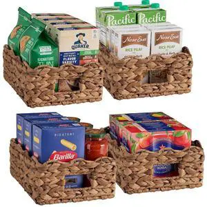 9x12 Scalloped Shelf Baskets, Woven Storage Bins, Storage Organizers for Pantry, Living Room, Bedroom, Nursery & Laundry, 4 Pack - Chestnut 9x12 Scalloped Shelf Baskets, Woven Storage Bins, Storage Organizers for Pantry, Living Room, Bedroom, Nursery & Laundry, 4 Pack - Chestnut