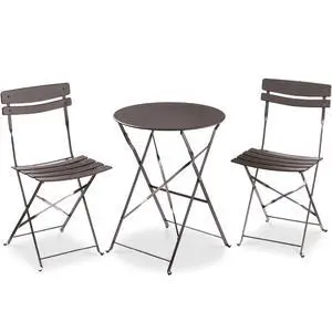 3-Piece Bistro Set, Space Saving Folding Design, Solid Steel, Outdoor Patio Furniture Set w/ 2 Chairs, Bistro Table - Taupe 3-Piece Bistro Set, Space Saving Folding Design, Solid Steel, Outdoor Patio Furniture Set w/ 2 Chairs, Bistro Table - Taupe