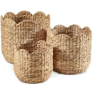 3pc Water Hyacinth Scalloped Multipurpose Nesting Baskets, Storage Bin Organization Totes for Living Room, Bedroom, Nursery, Laundry Room - Natural 3pc Water Hyacinth Scalloped Multipurpose Nesting Baskets, Storage Bin Organization Totes for Living Room, Bedroom, Nursery, Laundry Room - Natural