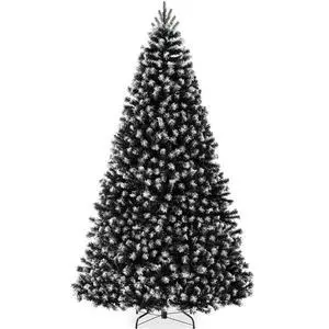 Artificial Frosted Christmas Tree, 7.5ft Premium Unlit Realistic Spruce Holiday Décor w/Dense Branches, Metal Base - Black Spruce Artificial Frosted Christmas Tree, 7.5ft Premium Unlit Realistic Spruce Holiday Décor w/Dense Branches, Metal Base - Black Spruce