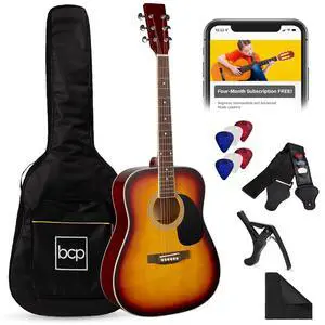 41in Full Size Beginner All Wood Acoustic Guitar Starter Set w/Gig Bag, Strap, Capo, Strings, Picks - Sunburst 41in Full Size Beginner All Wood Acoustic Guitar Starter Set w/Gig Bag, Strap, Capo, Strings, Picks - Sunburst