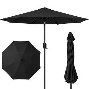 9ft Commercial Grade Patio Umbrella, 5-Year Fade Resistant 260 GSM Polyester Canopy, Rustproof Aluminum Frame, Smooth Tilt & Crank for Patio, Restaurant, Pool & Deck - Black 9ft Commercial Grade Patio Umbrella, 5-Year Fade Resistant 260 GSM Polyester Canopy, Rustproof Aluminum Frame, Smooth Tilt & Crank for Patio, Restaurant, Pool & Deck - Black