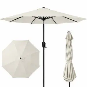 9ft Commercial Grade Patio Umbrella, 5-Year Fade Resistant 260 GSM Polyester Canopy, Rustproof Aluminum Frame, Smooth Tilt & Crank for Patio, Restaurant, Pool & Deck - Ivory 9ft Commercial Grade Patio Umbrella, 5-Year Fade Resistant 260 GSM Polyester Canopy, Rustproof Aluminum Frame, Smooth Tilt & Crank for Patio, Restaurant, Pool & Deck - Ivory