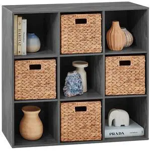 Best Choice Products 9-Cube Storage Organizer, 11in Shelf Opening, Bookcase, Display Shelf, Customizable w/ 3 Removable Back Panels - Dark Gray Best Choice Products 9-Cube Storage Organizer, 11in Shelf Opening, Bookcase, Display Shelf, Customizable w/ 3 Removable Back Panels - Dark Gray