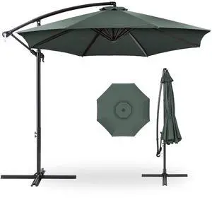10ft Offset Cantilever Hanging Market Patio Umbrella, 8 Sturdy Ribs, Easy Adjustment - Slate 10ft Offset Cantilever Hanging Market Patio Umbrella, 8 Sturdy Ribs, Easy Adjustment - Slate