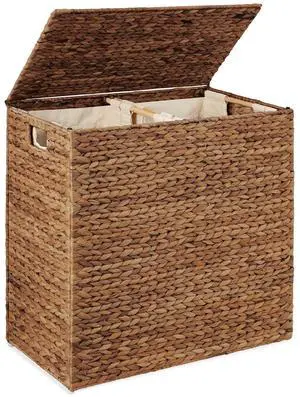 X-Large Laundry Hamper with Lid, Natural Handwoven Hyacinth Laundry Basket, W/Removeable & Washable Liner Bag, Portable, Handles, 53 Gallon (200 liters) - Chestnut X-Large Laundry Hamper with Lid, Natural Handwoven Hyacinth Laundry Basket, W/Removeable & Washable Liner Bag, Portable, Handles, 53 Gallon (200 liters) - Chestnut