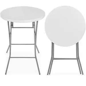 32in Bar Height Folding Table, Round Indoor Outdoor Accessory for Patio, Backyard, Dining Room, Events w/Thick Table Top, Metal Frame, Locking Legs, 330lb Weight Capacity - White | Bar Height 32in Bar Height Folding Table, Round Indoor Outdoor Accessory for Patio, Backyard, Dining Room, Events w/Thick Table Top, Metal Frame, Locking Legs, 330lb Weight Capacity - White | Bar Height