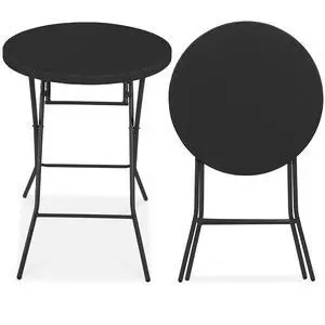 32in Bar Height Folding Table, Round Indoor Outdoor Accessory for Patio, Backyard, Dining Room, Events w/Thick Table Top, Metal Frame, Locking Legs, 330lb Weight Capacity - Black 32in Bar Height Folding Table, Round Indoor Outdoor Accessory for Patio, Backyard, Dining Room, Events w/Thick Table Top, Metal Frame, Locking Legs, 330lb Weight Capacity - Black