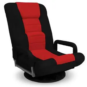 Swivel Gaming Chair 360 Degree Multipurpose Floor Chair Rocker for TV, Reading, Playing Video Games w/Lumbar Support, Armrest Handles, Adjustable Foldable Backrest - Black/Red Swivel Gaming Chair 360 Degree Multipurpose Floor Chair Rocker for TV, Reading, Playing Video Games w/Lumbar Support, Armrest Handles, Adjustable Foldable Backrest - Black/Red