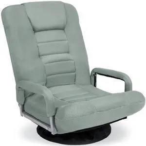 Swivel Gaming Chair 360 Degree Multipurpose Floor Chair Rocker for TV, Reading, Playing Video Games w/Lumbar Support, Armrest Handles, Adjustable Foldable Backrest - Sage Green Swivel Gaming Chair 360 Degree Multipurpose Floor Chair Rocker for TV, Reading, Playing Video Games w/Lumbar Support, Armrest Handles, Adjustable Foldable Backrest - Sage Green