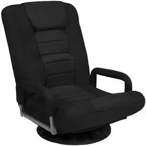 Swivel Gaming Chair 360 Degree Multipurpose Floor Chair Rocker for TV, Reading, Playing Video Games w/Lumbar Support, Armrest Handles, Adjustable Foldable Backrest - Black/Black Swivel Gaming Chair 360 Degree Multipurpose Floor Chair Rocker for TV, Reading, Playing Video Games w/Lumbar Support, Armrest Handles, Adjustable Foldable Backrest - Black/Black
