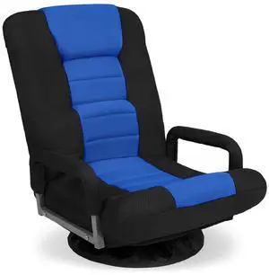 Swivel Gaming Chair 360 Degree Multipurpose Floor Chair Rocker for TV, Reading, Playing Video Games w/Lumbar Support, Armrest Handles, Adjustable Foldable Backrest - Black/Blue Swivel Gaming Chair 360 Degree Multipurpose Floor Chair Rocker for TV, Reading, Playing Video Games w/Lumbar Support, Armrest Handles, Adjustable Foldable Backrest - Black/Blue
