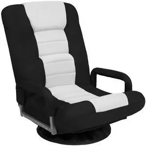Swivel Gaming Chair 360 Degree Multipurpose Floor Chair Rocker for TV, Reading, Playing Video Games w/Lumbar Support, Armrest Handles, Adjustable Foldable Backrest - Black/White Swivel Gaming Chair 360 Degree Multipurpose Floor Chair Rocker for TV, Reading, Playing Video Games w/Lumbar Support, Armrest Handles, Adjustable Foldable Backrest - Black/White