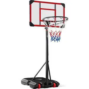 Kids Height-Adjustable Basketball Hoop System, Portable Game w/Wheels, Fillable Base, 70.5in to 82.3in Height Kids Height-Adjustable Basketball Hoop System, Portable Game w/Wheels, Fillable Base, 70.5in to 82.3in Height