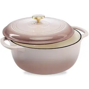 7.5 Quart Enamel Cast-Iron Round Dutch Oven, Family Style Heavy-Duty Pre-Seasoned Cookware for Home, Kitchen, Dining Room, Oven Safe w/Lid, Dual Handles - Mushroom Beige 7.5 Quart Enamel Cast-Iron Round Dutch Oven, Family Style Heavy-Duty Pre-Seasoned Cookware for Home, Kitchen, Dining Room, Oven Safe w/Lid, Dual Handles - Mushroom Beige