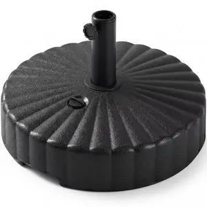 Fillable Umbrella Base Stand Scallop Pattern Plastic Patio Umbrella Base Stand, Pole Holder for Outdoor, Lawn w/ 55lbs Weight Capacity, 2 Adjustment Knobs - Black Fillable Umbrella Base Stand Scallop Pattern Plastic Patio Umbrella Base Stand, Pole Holder for Outdoor, Lawn w/ 55lbs Weight Capacity, 2 Adjustment Knobs - Black