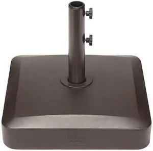 55lb Fillable Umbrella Base Stand, Plastic Patio Umbrella Stand with Pole Holder, Adjustment Knob for Outdoor, Lawn, Deck, Asscher Design - Brown 55lb Fillable Umbrella Base Stand, Plastic Patio Umbrella Stand with Pole Holder, Adjustment Knob for Outdoor, Lawn, Deck, Asscher Design - Brown