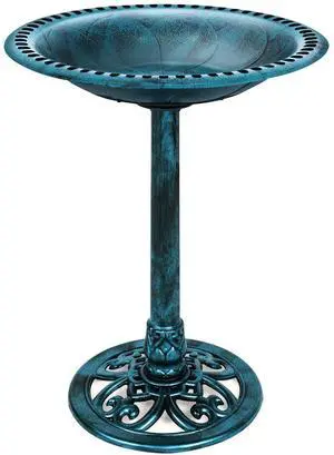 Best Choice Products 28in Pedestal Bird Bath, Vintage Outdoor Resin Accent Decoration w/Fleur-de-Lis Accents - Peacock Blue Best Choice Products 28in Pedestal Bird Bath, Vintage Outdoor Resin Accent Decoration w/Fleur-de-Lis Accents - Peacock Blue
