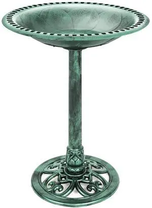 Best Choice Products 28in Pedestal Bird Bath, Vintage Outdoor Resin Accent Decoration w/Fleur-de-Lis Accents - Mint Green Best Choice Products 28in Pedestal Bird Bath, Vintage Outdoor Resin Accent Decoration w/Fleur-de-Lis Accents - Mint Green