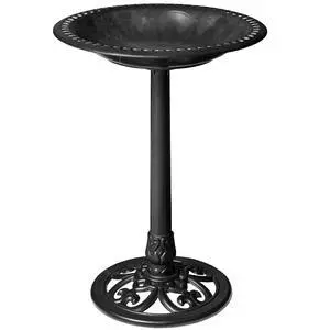 Best Choice Products 28in Pedestal Bird Bath, Vintage Outdoor Resin Accent Decoration w/Fleur-de-Lis Accents - Black Best Choice Products 28in Pedestal Bird Bath, Vintage Outdoor Resin Accent Decoration w/Fleur-de-Lis Accents - Black
