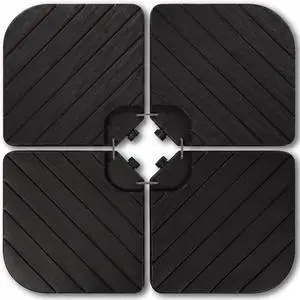 4-Piece Cantilever Offset Patio Umbrella Base Weight Set, Heavy-Duty Fillable Stand Plates for Water or Sand, Easy-Fill Spouts, Wood Grain Finish - Black 4-Piece Cantilever Offset Patio Umbrella Base Weight Set, Heavy-Duty Fillable Stand Plates for Water or Sand, Easy-Fill Spouts, Wood Grain Finish - Black