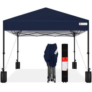 10x10ft Pop Up Canopy Tent, Outdoor Shade, 1 Person 1 Minute Set Up, Carry Case, 4 Weight Bags - Navy Blue 10x10ft Pop Up Canopy Tent, Outdoor Shade, 1 Person 1 Minute Set Up, Carry Case, 4 Weight Bags - Navy Blue