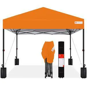 10x10ft Pop Up Canopy Tent, Outdoor Shade, 1 Person 1 Minute Set Up, Carry Case, 4 Weight Bags - Orange 10x10ft Pop Up Canopy Tent, Outdoor Shade, 1 Person 1 Minute Set Up, Carry Case, 4 Weight Bags - Orange