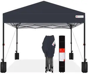 10x10ft Pop Up Canopy Tent, Outdoor Shade, 1 Person 1 Minute Set Up, Carry Case, 4 Weight Bags - Gray 10x10ft Pop Up Canopy Tent, Outdoor Shade, 1 Person 1 Minute Set Up, Carry Case, 4 Weight Bags - Gray