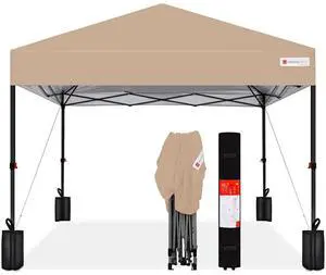10x10ft Pop Up Canopy Tent, Outdoor Shade, 1 Person 1 Minute Set Up, Carry Case, 4 Weight Bags - Tan 10x10ft Pop Up Canopy Tent, Outdoor Shade, 1 Person 1 Minute Set Up, Carry Case, 4 Weight Bags - Tan