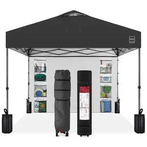 10x10ft Pop Up Canopy Tent with Sidewall, 1 Person 1 Minute Set Up, Carry Case, 4 Weight Bags - Gray 10x10ft Pop Up Canopy Tent with Sidewall, 1 Person 1 Minute Set Up, Carry Case, 4 Weight Bags - Gray