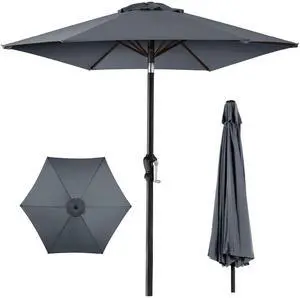 10ft Outdoor Patio Umbrella, Outdoor Table Umbrella, Yard Umbrella, Market Umbrella with 6 Sturdy Ribs, Push Button, Tilt and Crank - Slate 10ft Outdoor Patio Umbrella, Outdoor Table Umbrella, Yard Umbrella, Market Umbrella with 6 Sturdy Ribs, Push Button, Tilt and Crank - Slate