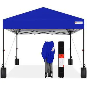 10x10ft Pop Up Canopy Tent, Outdoor Shade, 1 Person 1 Minute Set Up, Carry Case, 4 Weight Bags - Resort Blue 10x10ft Pop Up Canopy Tent, Outdoor Shade, 1 Person 1 Minute Set Up, Carry Case, 4 Weight Bags - Resort Blue