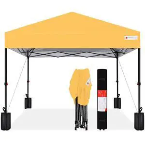 10x10ft Pop Up Canopy Tent, Outdoor Shade, 1 Person 1 Minute Set Up, Carry Case, 4 Weight Bags - Marigold 10x10ft Pop Up Canopy Tent, Outdoor Shade, 1 Person 1 Minute Set Up, Carry Case, 4 Weight Bags - Marigold