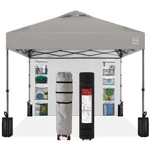 10x10ft Pop Up Canopy Tent with Sidewall, 1 Person 1 Minute Set Up, Carry Case, 4 Weight Bags - Light Gray 10x10ft Pop Up Canopy Tent with Sidewall, 1 Person 1 Minute Set Up, Carry Case, 4 Weight Bags - Light Gray