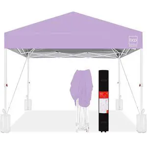 10x10ft Pop Up Canopy Tent, Outdoor Shade, 1 Person 1 Minute Set Up, Carry Case, 4 Weight Bags - Lilac/White 10x10ft Pop Up Canopy Tent, Outdoor Shade, 1 Person 1 Minute Set Up, Carry Case, 4 Weight Bags - Lilac/White