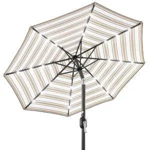 10ft Solar Polyester LED Lighted Patio Umbrella w/Tilt Adjustment and UV-Resistant Fabric - Striped Tan 10ft Solar Polyester LED Lighted Patio Umbrella w/Tilt Adjustment and UV-Resistant Fabric - Striped Tan