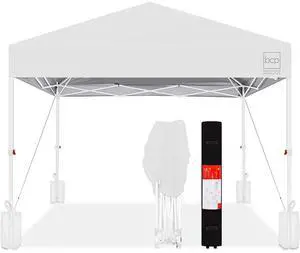 10x10ft Pop Up Canopy Tent, Outdoor Shade, 1 Person 1 Minute Set Up, Carry Case, 4 Weight Bags - White/White 10x10ft Pop Up Canopy Tent, Outdoor Shade, 1 Person 1 Minute Set Up, Carry Case, 4 Weight Bags - White/White