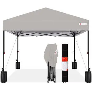 10x10ft Pop Up Canopy Tent, Outdoor Shade, 1 Person 1 Minute Set Up, Carry Case, 4 Weight Bags - Light Gray 10x10ft Pop Up Canopy Tent, Outdoor Shade, 1 Person 1 Minute Set Up, Carry Case, 4 Weight Bags - Light Gray